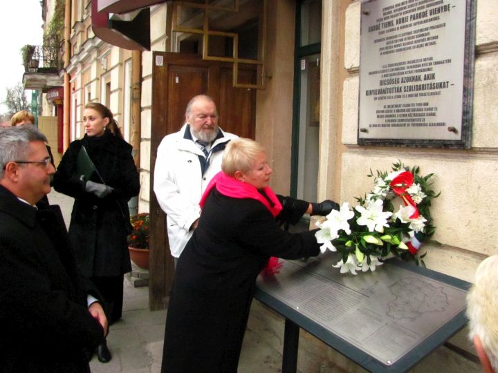Atminimo gėlės, pagerbiant Vengrijos revoliucijos dalyvius ir demonstracijose juos palaikiusius lietuvius
