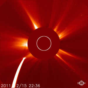 Kometa Lovejoy artėja prie Saulės. SOHO nuort.