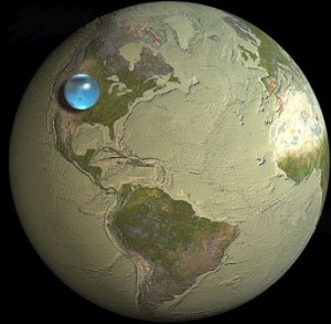 Jei visą Žemės vandenį surinktume į vieną burbulą... USGS nuotr.