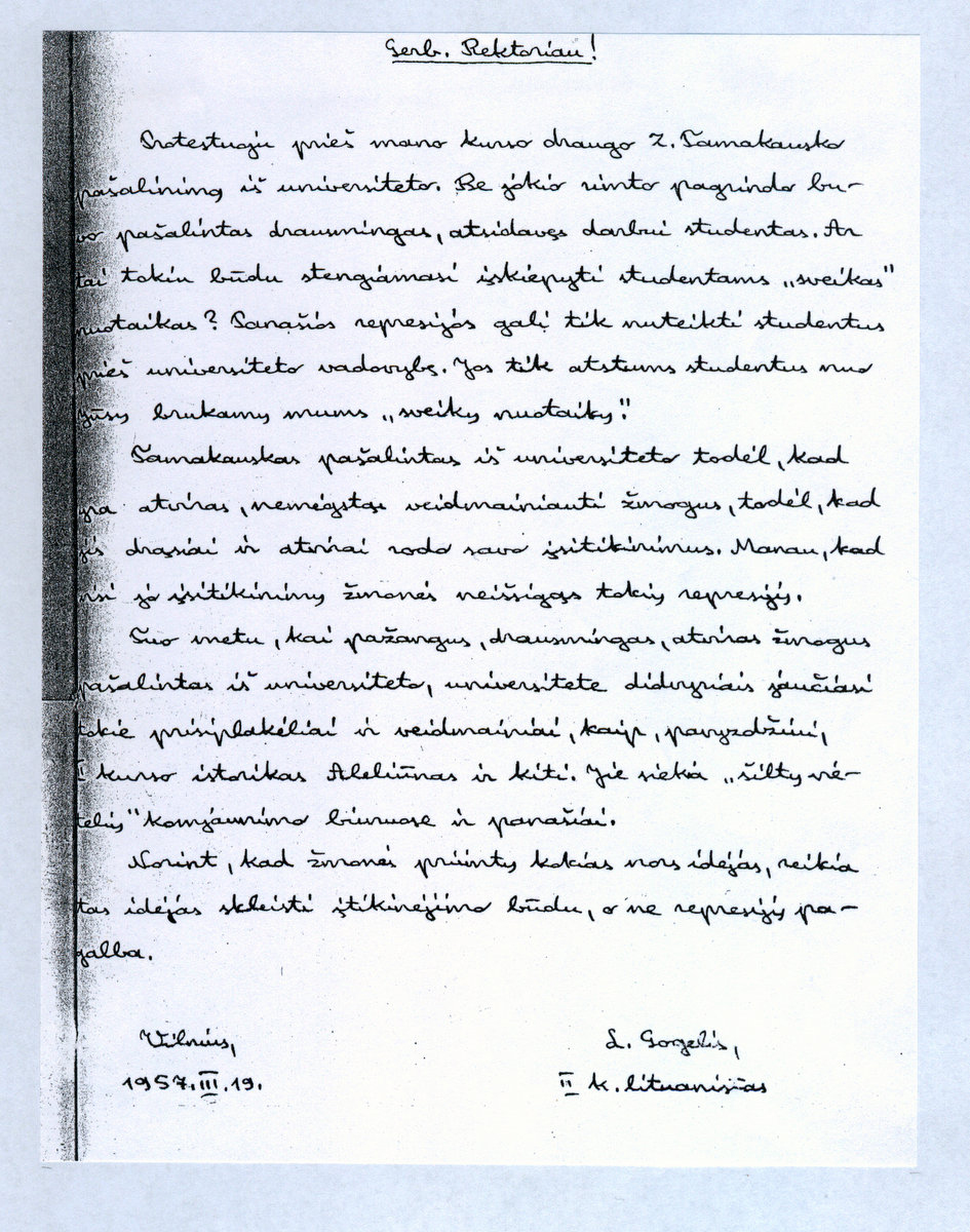 Leonardo Gogelio laiškas | Z. Tamakausko nuotr.