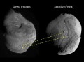 Kometa "Tempel-1" prieš penkerius metus (kairėje) ir prieš keletą dienų (dešinėje)