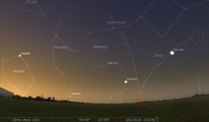 Jupiteris ir Marsas antroje mėnesio pusėje paryčiais