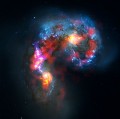Galaktikos „Antenos“. „Alma“ ir „Hubble“ kompozicija