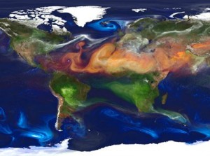 Globalinis Žemės aerozolių paveikslas. NASA nuotr.