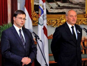  Latvijos ministras pirmininkas Valdis Dombrovskis su Latvijos prezidentu Andriu Berziniu | president.lt nuotr.