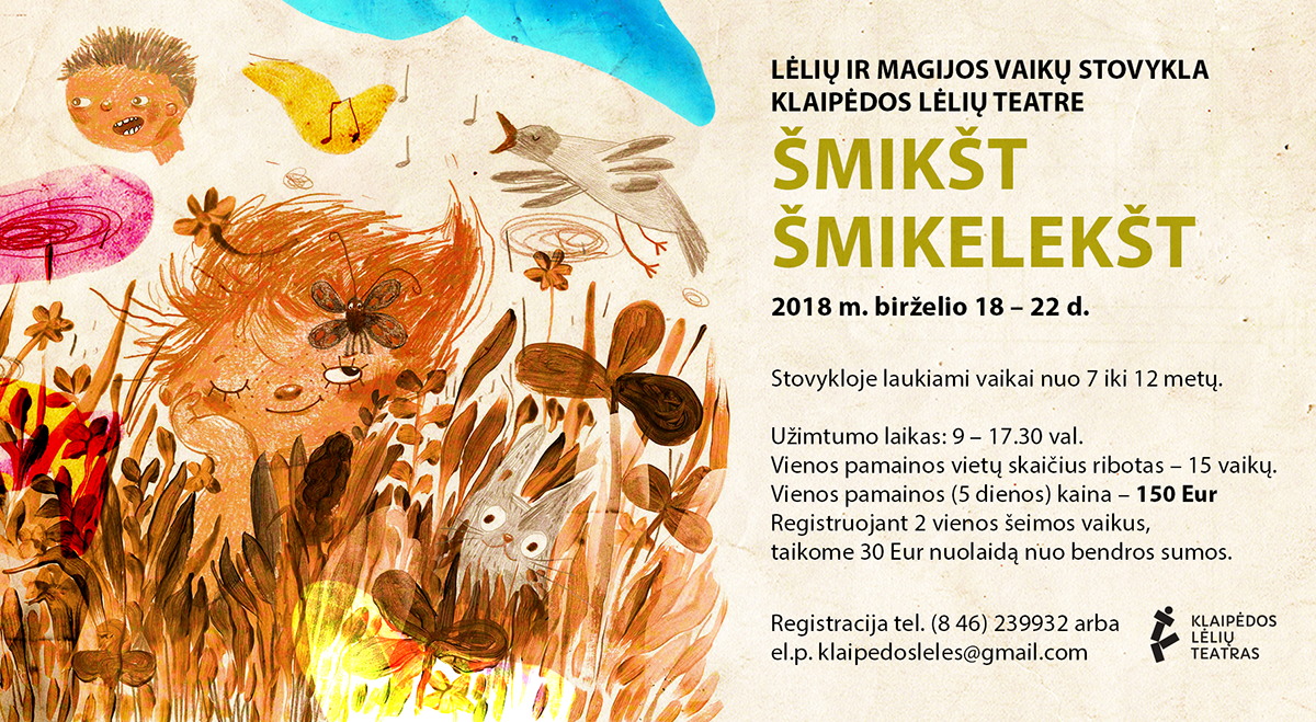 Klaipėdos lėlių teatro ir magijos stovyklos „Šmikšt Šmikelekšt“ plakatas | Klaipėdos lėlių teatro nuotr.