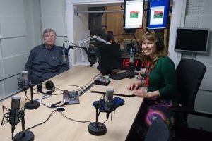 Latvijos radijo studijoje Arūnas Vaikutis ir Giedrė Čiužaitė | G.Čiužaitės nuotr.