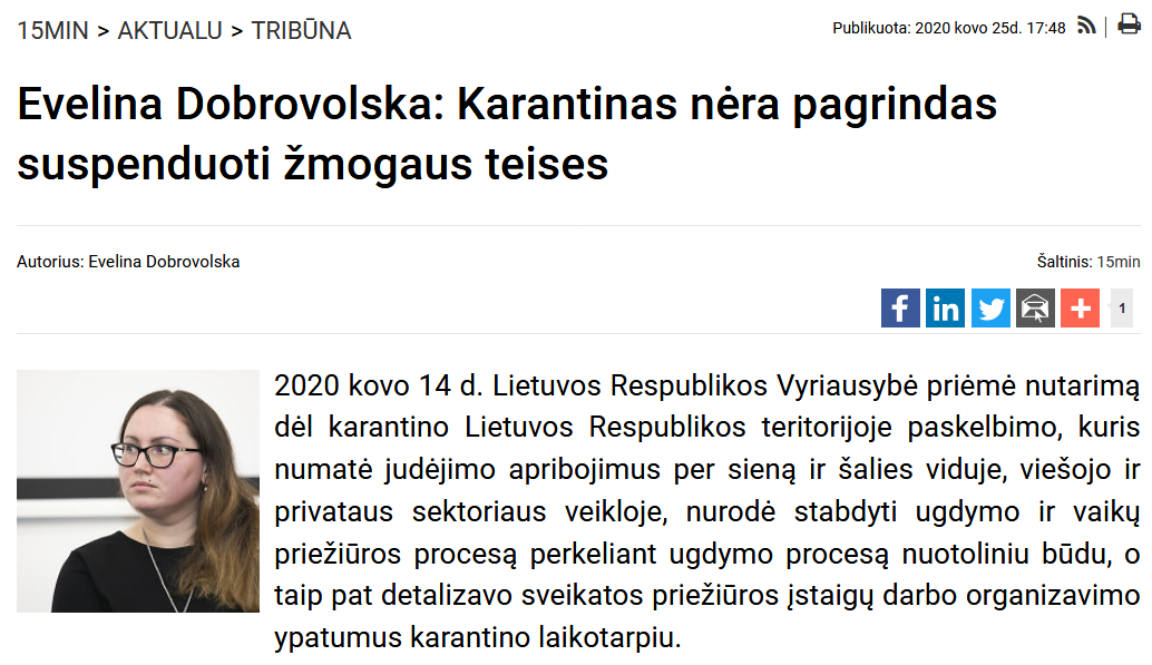 Screenshot_2020-12-14 Evelina Dobrovolska Karantinas nėra pagrindas suspenduoti žmogaus teises