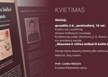 L. Mažylis kviečia į tremtinių laiškų parodos pristatymą Alytuje