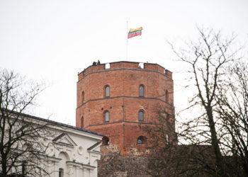 Lietuvos vėliavos dieną Gedimino pilies bokšte iškilmingai iškelta trispalvė