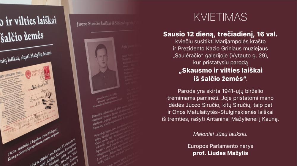 Marijampolėje prof. Liudas Mažylis pristatys tremtinių laiškų parodą