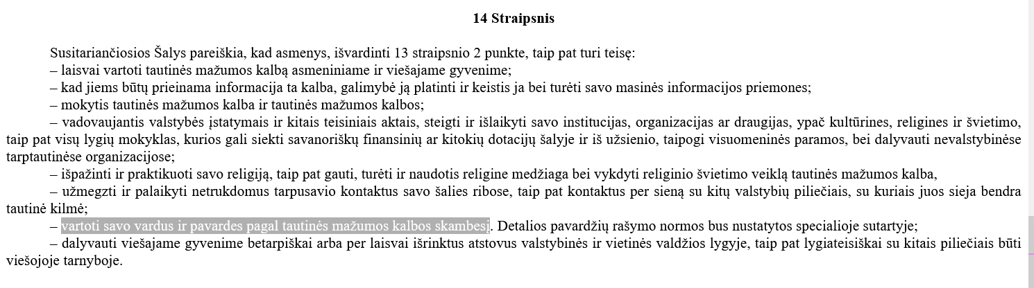 Nuostata - rašyti pagal tarimą – įrašyta ir dvišalėje Lietuvos ir Lenkijos sutartyje | Alkas.lt ekrano nuotr.