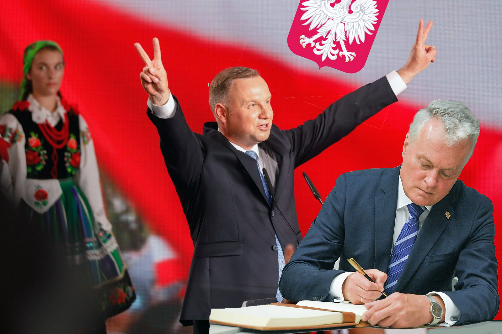 Lenkijos prezidentas džiūgauja | Alkas.lt koliažas