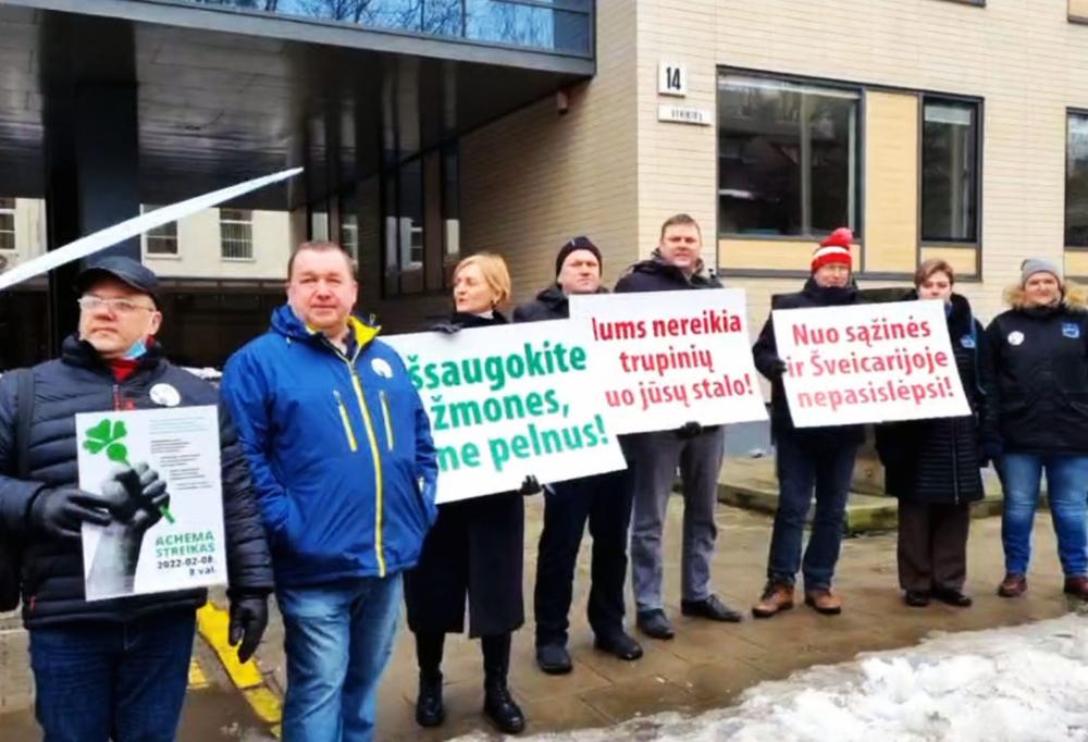 Streikas „Achemoje“ 2022-02-09 | Alkas.lt ekrano nuotr.