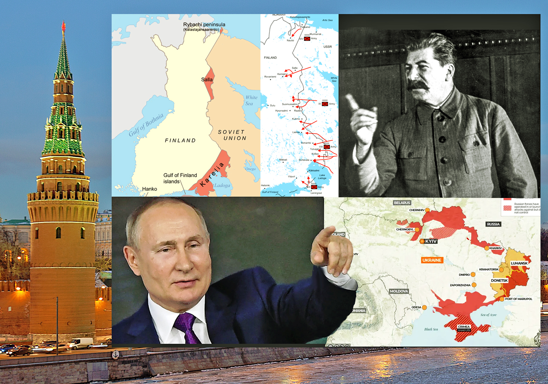 Stalinas-Suomija-Putinas-Ukraina | Alkas.lt koliažas