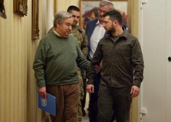 JT generalinis sekretorius A. Guteresas balandžio 28 d. susitiko su Prezidentu V. Zelenskiu | president.gov.ua nuotr.