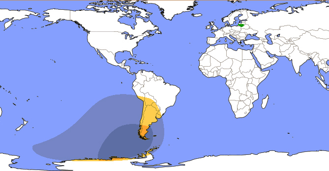 Balandžio 30 d. dalinio saulės užtemimo sritis pasaulio žemėlapyje | Alkas.lt brėžinys pagal timeanddate.com