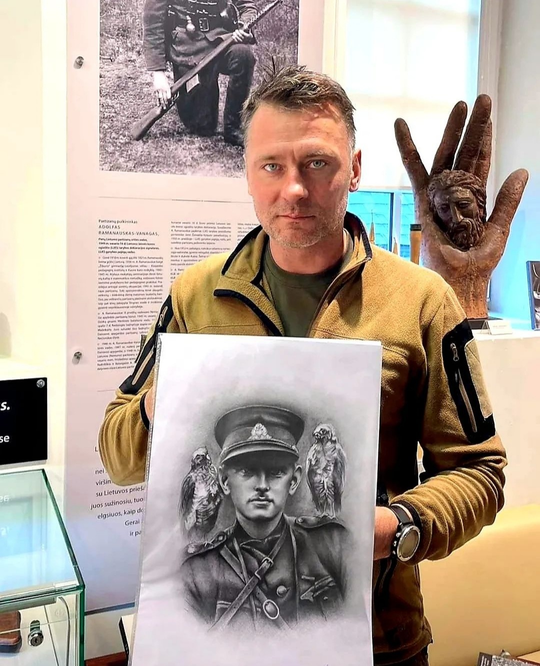 A. Ramanusko portretas nupieštas ukrainiečių kariškio | Merkinės muziejaus nuotr.
