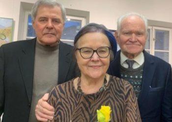 Lietuvos dailininkų sąjungoje. Iš kairės:  Romualdas Vitartas, Gražina Vitartaitė, Algimantas Poška | L. Veličkaitės nuotr.