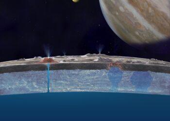 „Mokslo sriuba“: Jupiterio palydovas Europa ir jo paslaptingos gelmės | NASA iliustracija