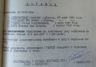 Pažyma iš baudžiamosios bylos Nr. 42422/3, saugomos Lietuvos ypatingajame archyve Vilniuje | voruta.lt nuotr.