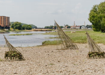 Menininkai kviečia stabtelėti prie upės: Santakoje gimsta žemės meno kūriniai