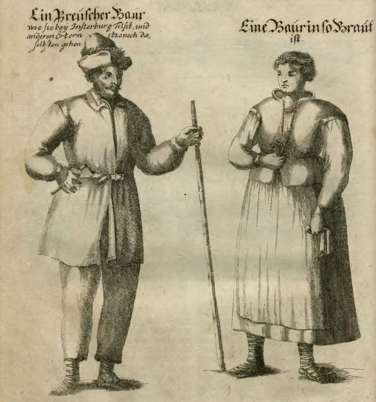 Prūsai valstiečiai (raižinys iš Ch. Hartknocho Senoji ir naujoji Prūsija, arba dvi Prūsijos istorijos dalys, 1684 m. | Mikołajaus Koperniko universiteto bibliotekos nuotr.