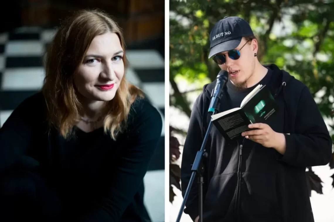 Poetai Giedrė Kazlauskaitė ir Dovydas Grajauskas
