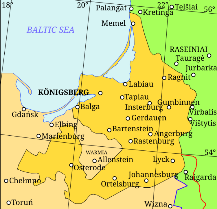Prūsijos kunigaikštystė (geltona) | wikipedia.org nuotr.