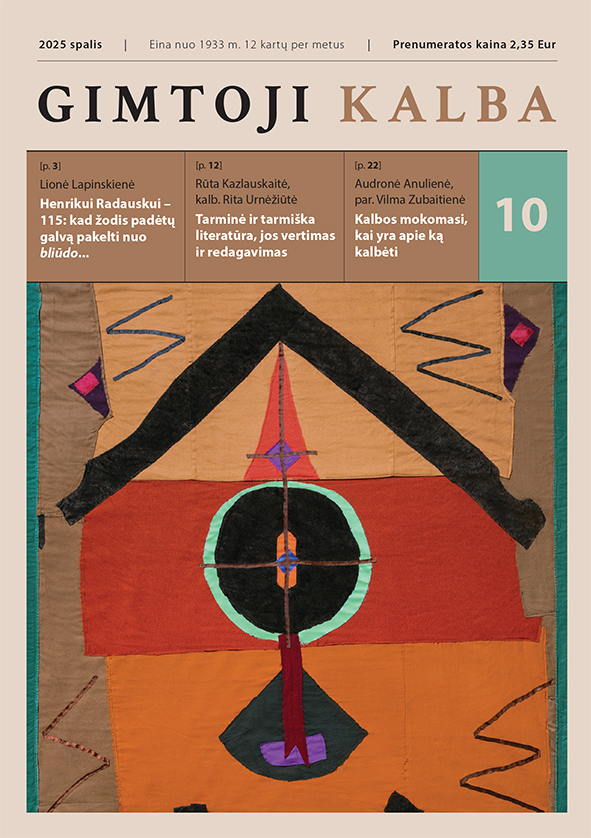 10-asis 2025 m. „Gimtosios kalbos“ numeris 