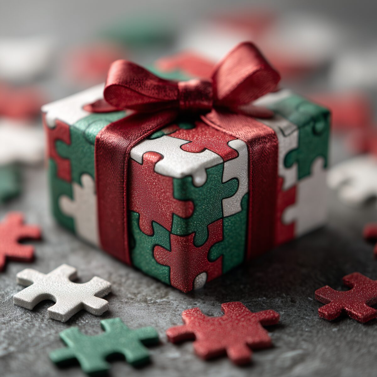 Verslo Kalėdinė dovana. Dovanų dėžutė su dėlione ir įmonės logotipu 