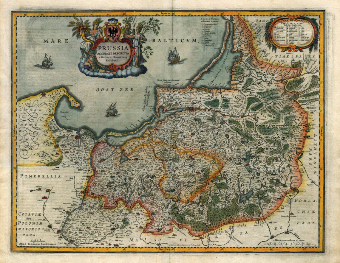 Tikslus Prūsijos žemėlapis. Pagal 1595 m. K. Henenbergerio žemėlapį parengė J. Jansonius. Amsterdamas, 1633