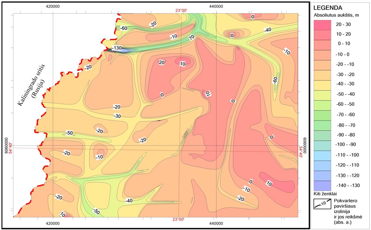 2 pav. Vilkaviškio ploto pokvartero paviršiaus žemėlapis M 1:200 000 (J. Bitinas, 2025) 