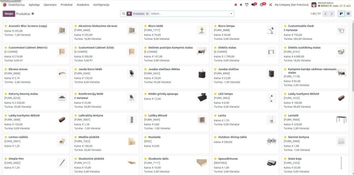 Odoo programa sandėlio kontrolei- efektyvus valdymas ir integracijos