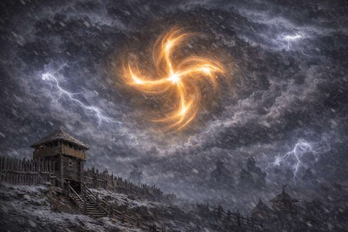 Švytintis kryžius virsta sūkuriu virš pilies – 1329 m. kronikos vizijos interpretacija