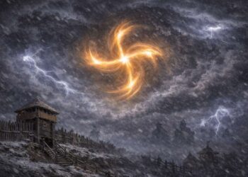 Švytintis kryžius virsta sūkuriu virš pilies – 1329 m. kronikos vizijos interpretacija