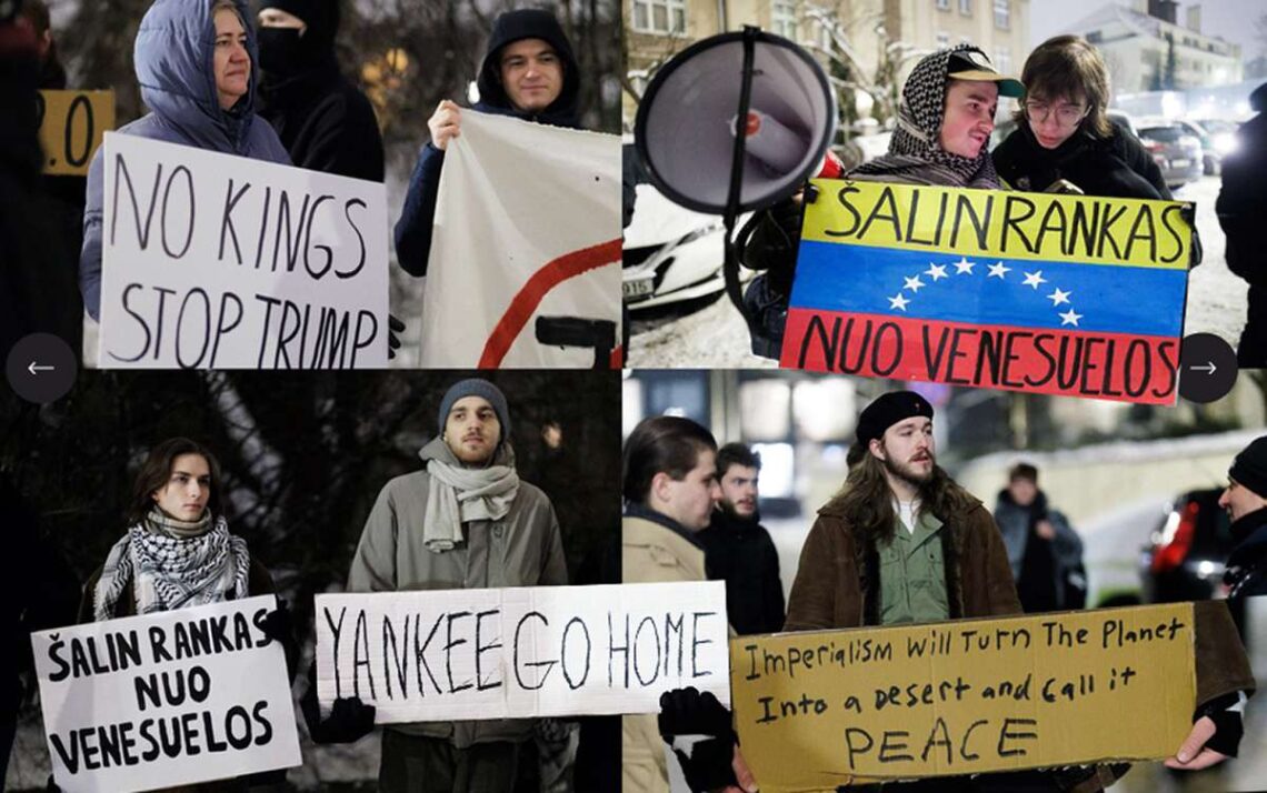Protestas Vilniuje prieš JAV veiksmus Venesueloje