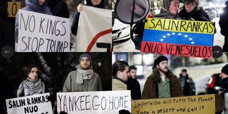 Protestas Vilniuje prieš JAV veiksmus Venesueloje