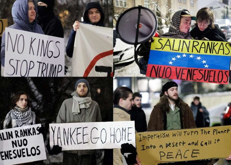 Protestas Vilniuje prieš JAV veiksmus Venesueloje