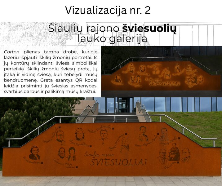 Projekto Šiaulių rajono šviesuolių lauko galerija, vizualizacija varžytuvių laimėtoja 