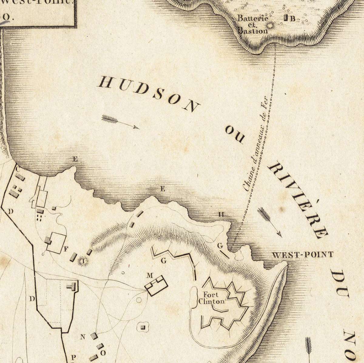 T. Kosciuškos Vest Pointo fortifikacijų prie Hudzono upės schema 