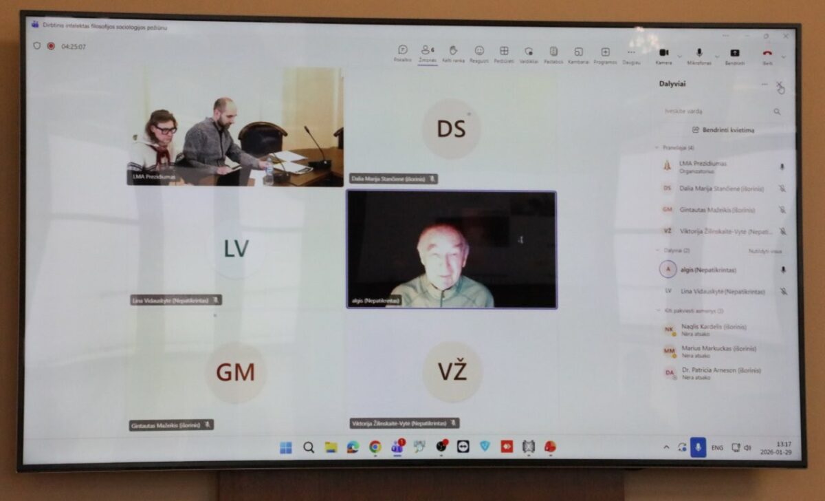 LMA užsienio narys prof. Algis Mickūnas (Ohajo universitetas, JAV) nuotoliu skaito pranešimą „Dirbtinių intelektų globalūs karai“ 