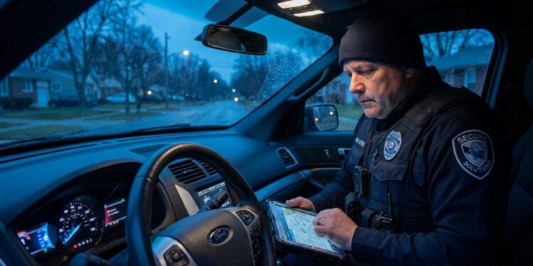 Apsaugos tarnybos darbuotojas automobilyje