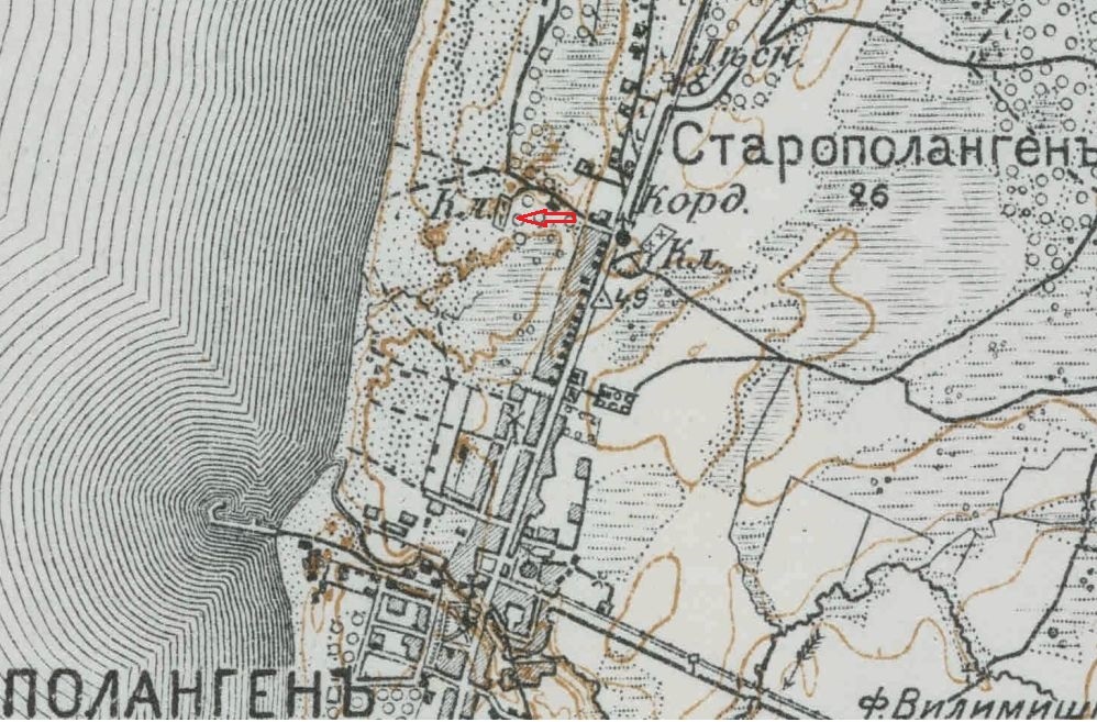 Fragmentas iš 1913 metų plano, kuriame pažymėtos Palangos žydų kapinės 