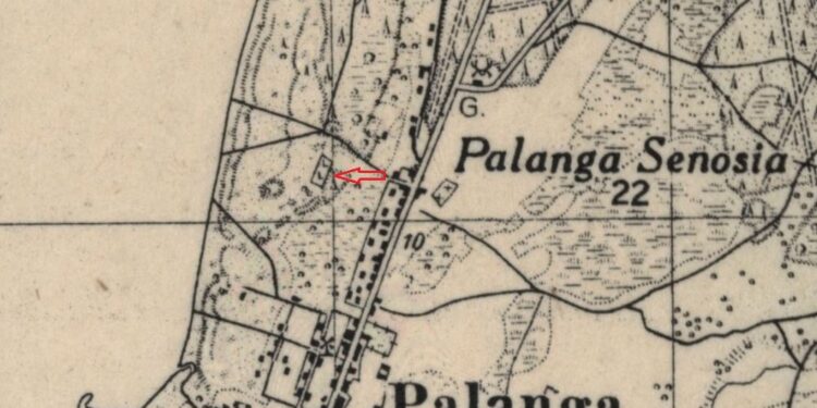 Fragmentas iš 1935 metų plano, kuriame pažymėtos Palangos žydų kapinės