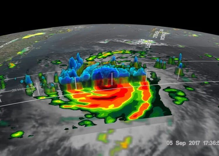 Uragano „Irma“ kritulių vizualizacija 