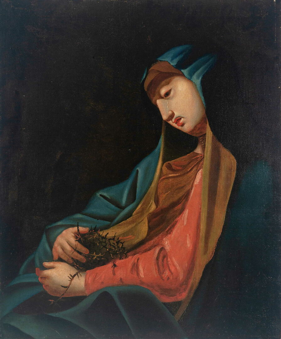 Nežinomas Lietuvos XIX a. dailininkas Švč. Mergelė Marija sopulingoji su erškėčių vainiku. 1837 drobė, aliejus 