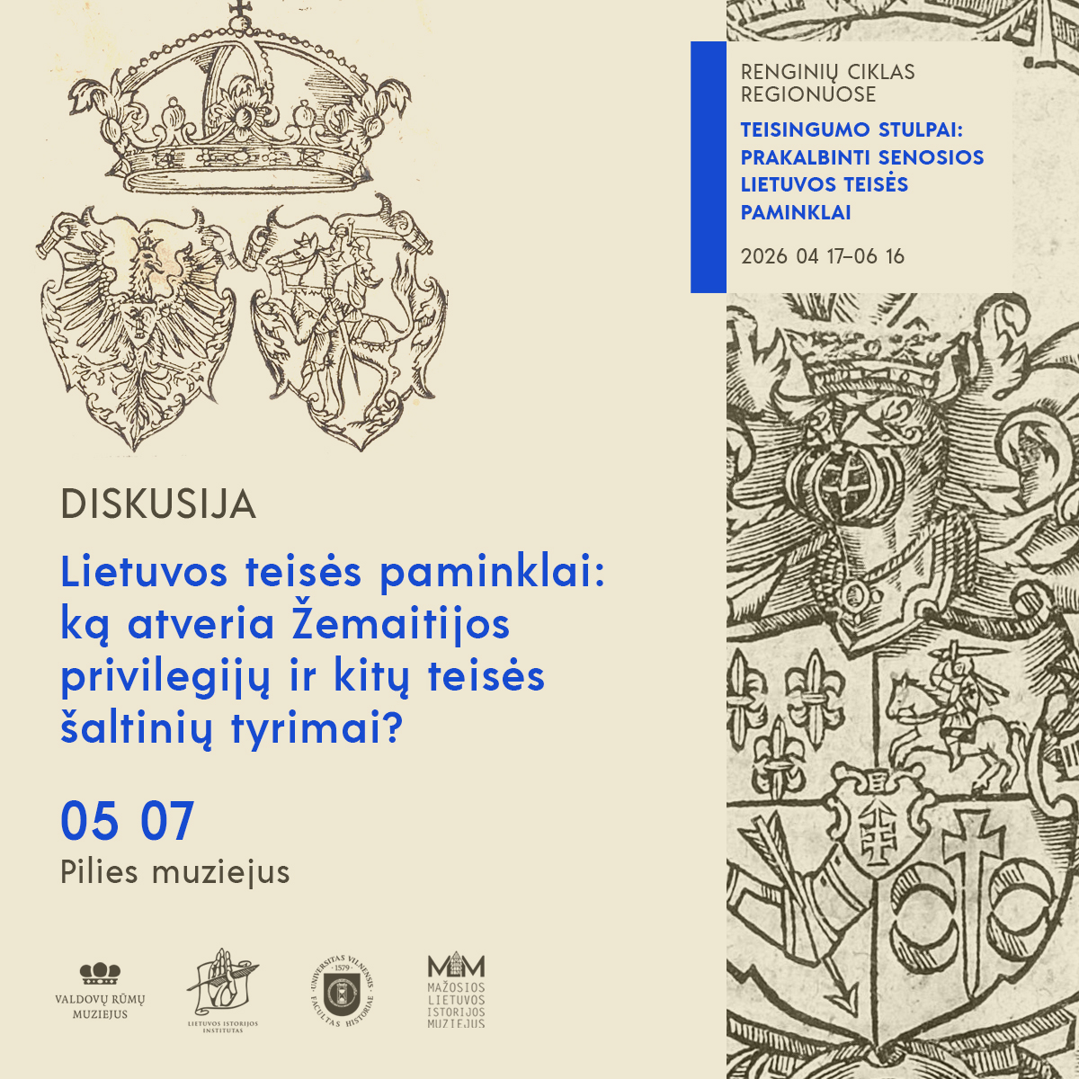 Pilies muziejuje vyks diskusija „Lietuvos teisės paminklai: ką atveria Žemaitijos privilegijų ir kitų teisės šaltinių tyrimai?“ 