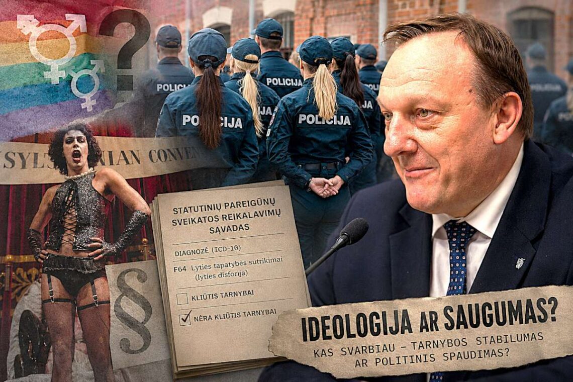 Politinis koliažas apie statutinių pareigūnų sveikatos reikalavimus, lyties tapatybės klausimą ir vidaus tarnybos saugumą