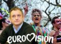 Stanislovas Buškevičius, už nugaros homofilai ir homofilės iškreiptais veidais ir su rusiška atributika